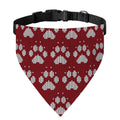 Red And White Paw Knitted Pattern Print Over The Collar Dog Bandana