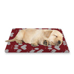 Red And White Paw Knitted Pattern Print Pet Cooling Mat Cover