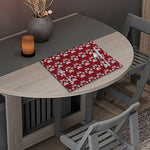 Red And White Paw Knitted Pattern Print Placemat