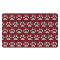 Red And White Paw Knitted Pattern Print Polyester Doormat