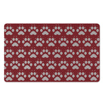 Red And White Paw Knitted Pattern Print Polyester Doormat