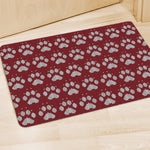 Red And White Paw Knitted Pattern Print Polyester Doormat
