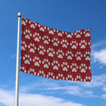 Red And White Paw Knitted Pattern Print Polyester Flag