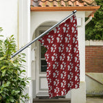 Red And White Paw Knitted Pattern Print Polyester Flag