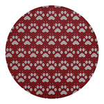 Red And White Paw Knitted Pattern Print Round Blanket