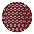 Red And White Paw Knitted Pattern Print Round Floor Mat