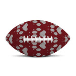 Red And White Paw Knitted Pattern Print Rugby Ball