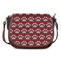 Red And White Paw Knitted Pattern Print Saddle Bag