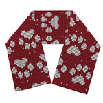 Red And White Paw Knitted Pattern Print Scarf