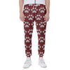 Red And White Paw Knitted Pattern Print Scuba Joggers