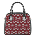 Red And White Paw Knitted Pattern Print Shoulder Handbag