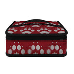 Red And White Paw Knitted Pattern Print Small Lunch Bag