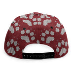 Red And White Paw Knitted Pattern Print Snapback Cap