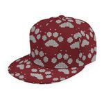 Red And White Paw Knitted Pattern Print Snapback Cap