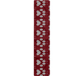 Red And White Paw Knitted Pattern Print Table Runner