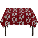 Red And White Paw Knitted Pattern Print Tablecloth