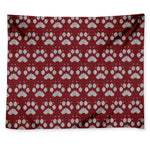 Red And White Paw Knitted Pattern Print Tapestry