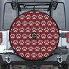 Red And White Paw Knitted Pattern Print Tire Cover With Camera Hole