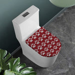 Red And White Paw Knitted Pattern Print Toilet Lid Cover