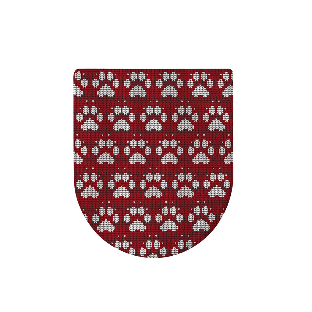 Red And White Paw Knitted Pattern Print Toilet Lid Cover