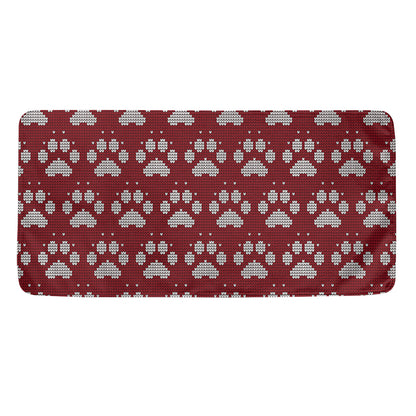 Red And White Paw Knitted Pattern Print Towel