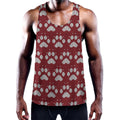 Red And White Paw Knitted Pattern Print Men's Workout Tank Top