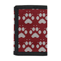 Red And White Paw Knitted Pattern Print Trifold Wallet