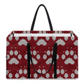 Red And White Paw Knitted Pattern Print Utility Tote Bag
