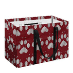 Red And White Paw Knitted Pattern Print Utility Tote Bag