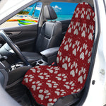 Red And White Paw Knitted Pattern Print Waterproof Car Seat Cover
