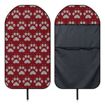 Red And White Paw Knitted Pattern Print Waterproof Car Seat Cover
