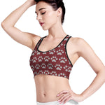 Red And White Paw Knitted Pattern Print Women's Sports Bra