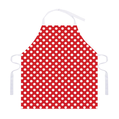 Red And White Polka Dot Pattern Print Adjustable Apron