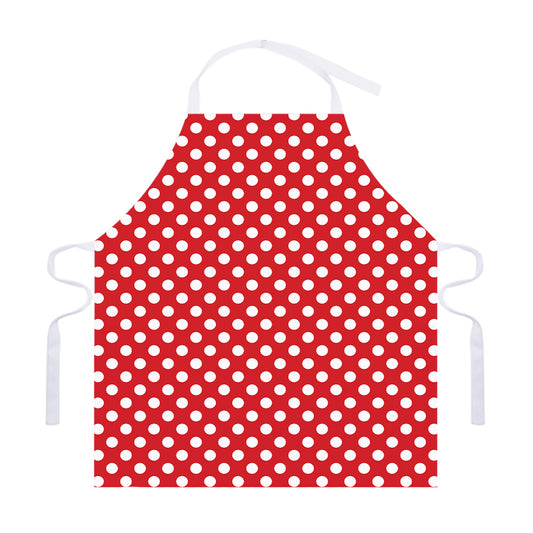 Red And White Polka Dot Pattern Print Adjustable Apron