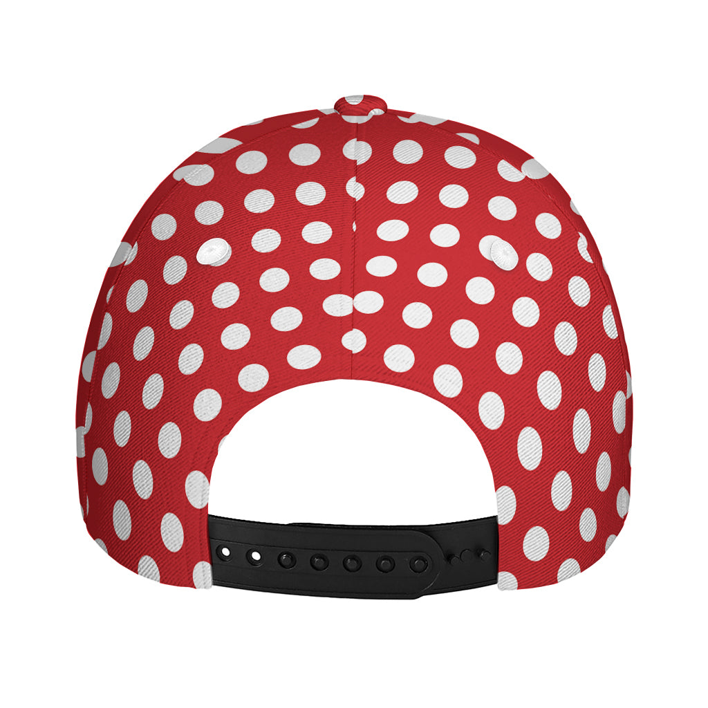 Red And White Polka Dot Pattern Print Baseball Cap