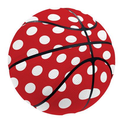 Red And White Polka Dot Pattern Print Basketball