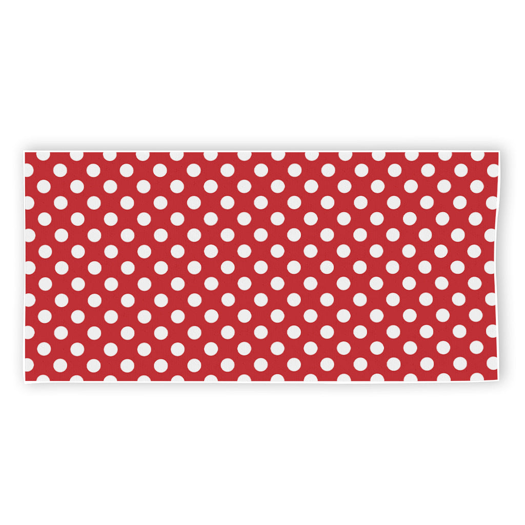 Red And White Polka Dot Pattern Print Beach Towel