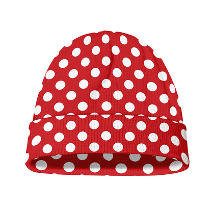 Red And White Polka Dot Pattern Print Beanie