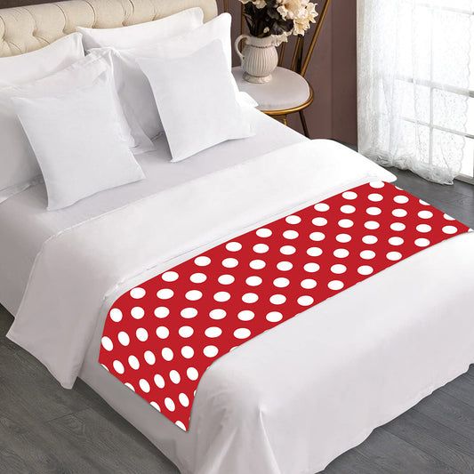 Red And White Polka Dot Pattern Print Bed Runner