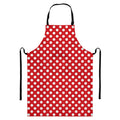 Red And White Polka Dot Pattern Print Bib Apron With Pocket