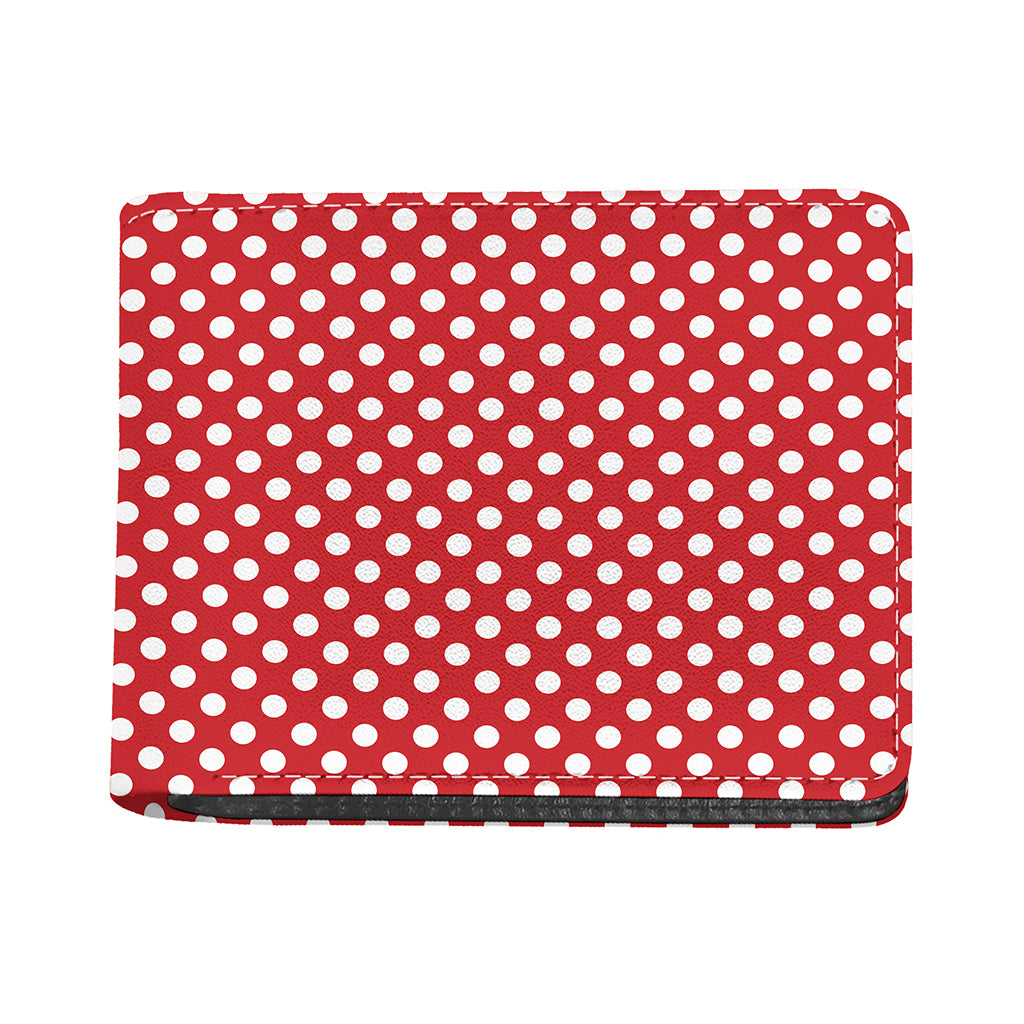 Red And White Polka Dot Pattern Print Bifold Wallet