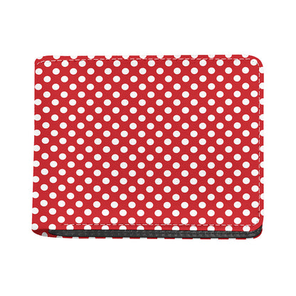 Red And White Polka Dot Pattern Print Bifold Wallet