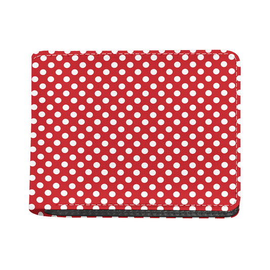 Red And White Polka Dot Pattern Print Bifold Wallet
