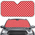 Red And White Polka Dot Pattern Print Car Windshield Sun Shade