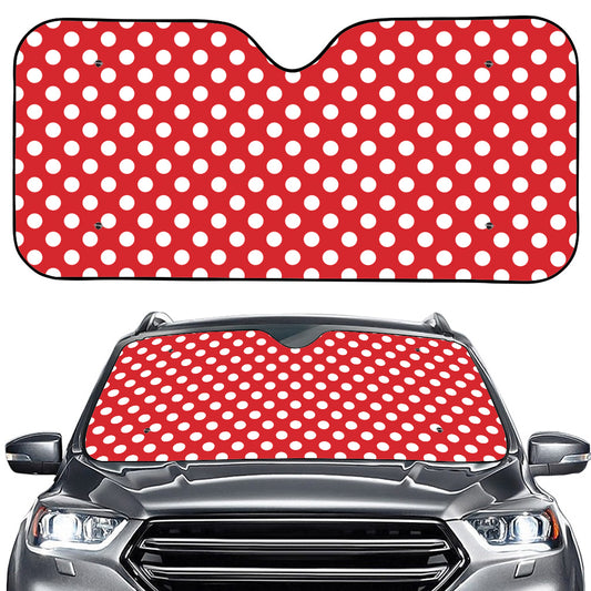 Red And White Polka Dot Pattern Print Car Windshield Sun Shade