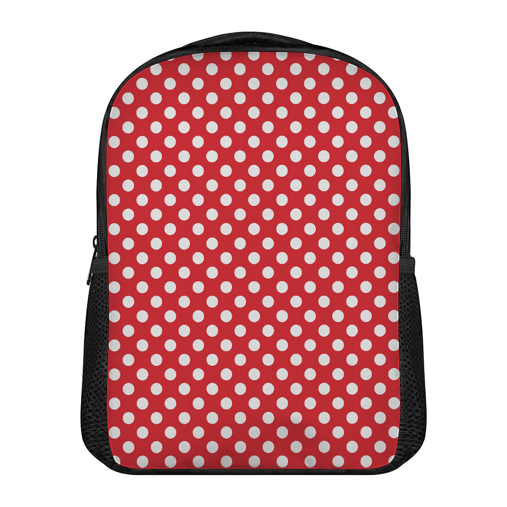 Red And White Polka Dot Pattern Print Casual Backpack