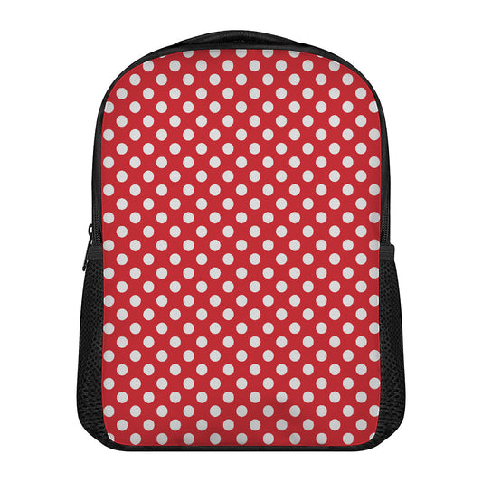 Red And White Polka Dot Pattern Print Casual Backpack