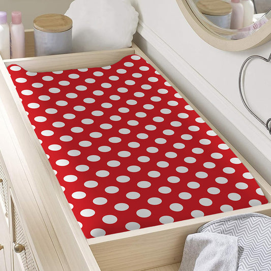 Red And White Polka Dot Pattern Print Changing Pad Cover