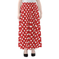 Red And White Polka Dot Pattern Print Chiffon Maxi Skirt