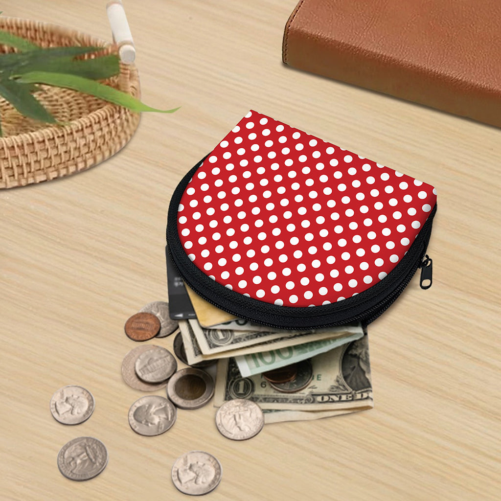 Red And White Polka Dot Pattern Print Coin Purse
